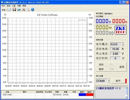 리튬 배터리 용량 테스터 5V 사이클 35A EBC-A40L고 전류는 40A 방출을 고발합니다