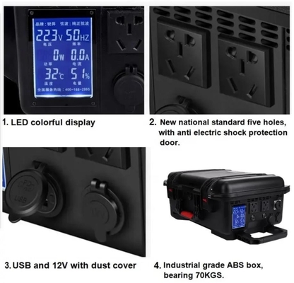 220V 5000W 3127WH 태양발전기 가지고 다닐 수 있는 동력화차 ABS 사건 PWM 제어부