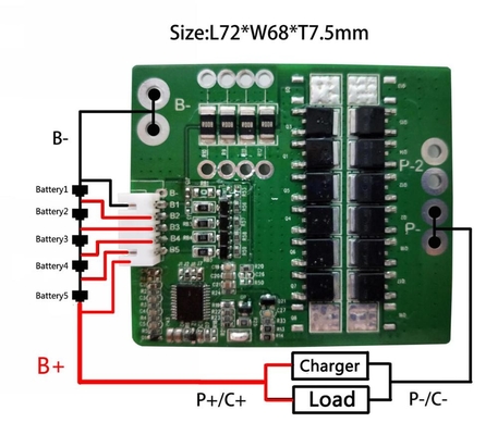 리튬 이온 배터리 팩용 18.5V 30A 5S LTO 배터리 BMS 1.6mm 두께