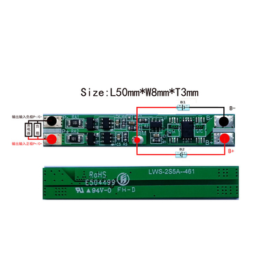 작은 BMS 활동적인 균형, 긍정적인 7.4V 3A Lipo 건전지 BMS