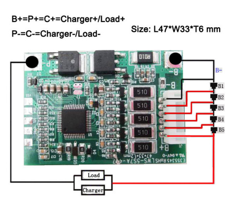 Ebike를 위한 똑똑한 Uart 활동적인 균형 BMS 5S 7A 18.5V 72v 50ah