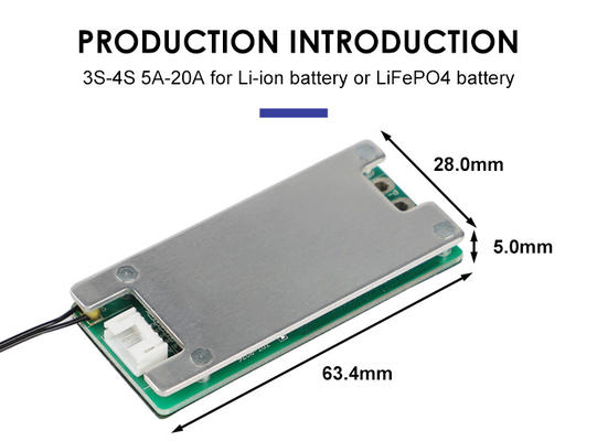 10A 4S 똑똑한 BMS, 밸런서 2mm 간격을 가진 12v 건전지 보호 널