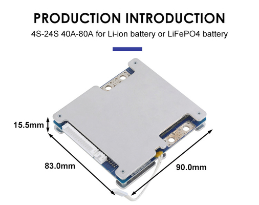 균형을 가진 LiFepo4 BMS PCM 건전지 보호 널 똑똑한 19s 60V 40A